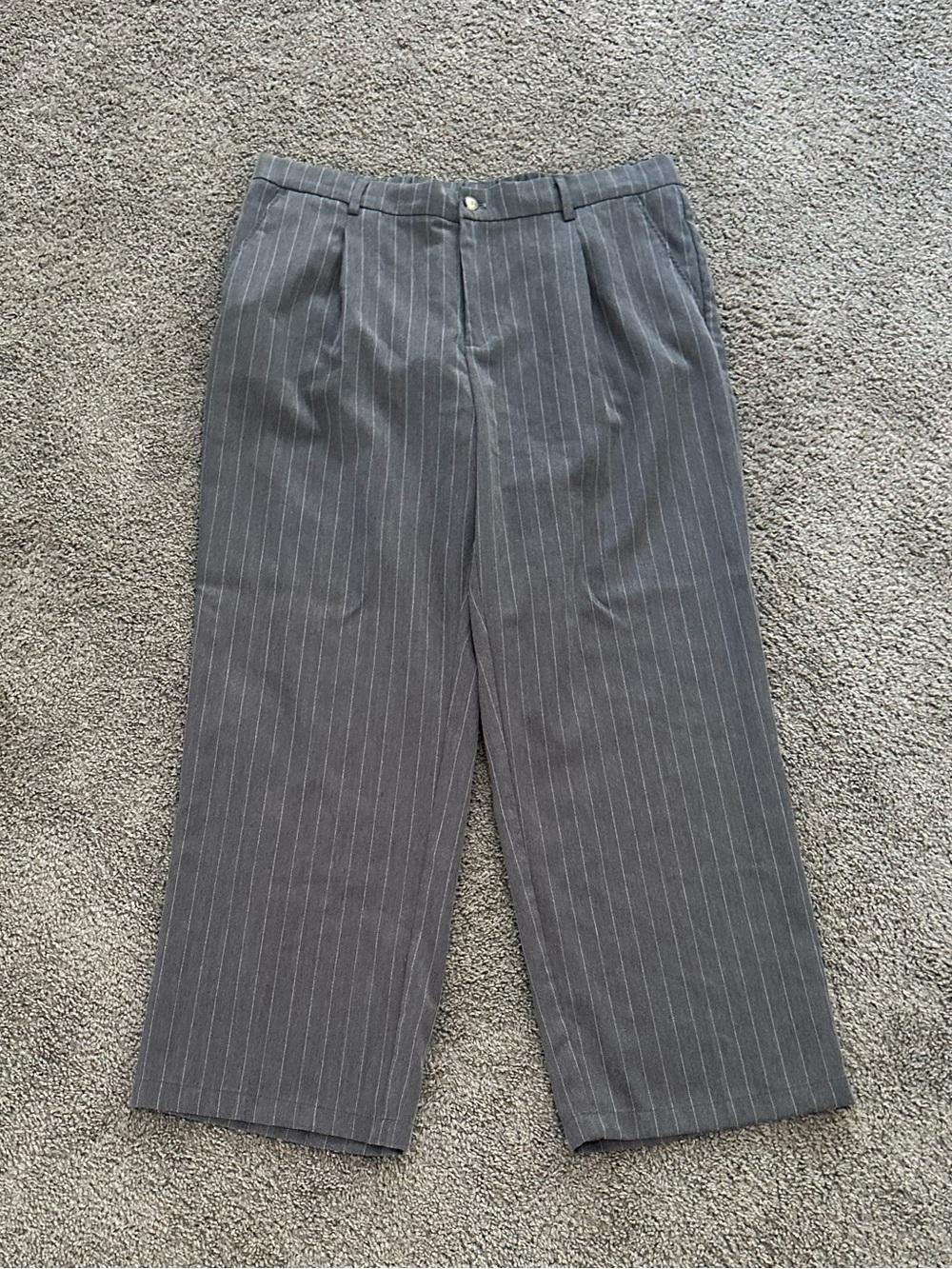 Wide Leg Pleated Pinstripe Pants
